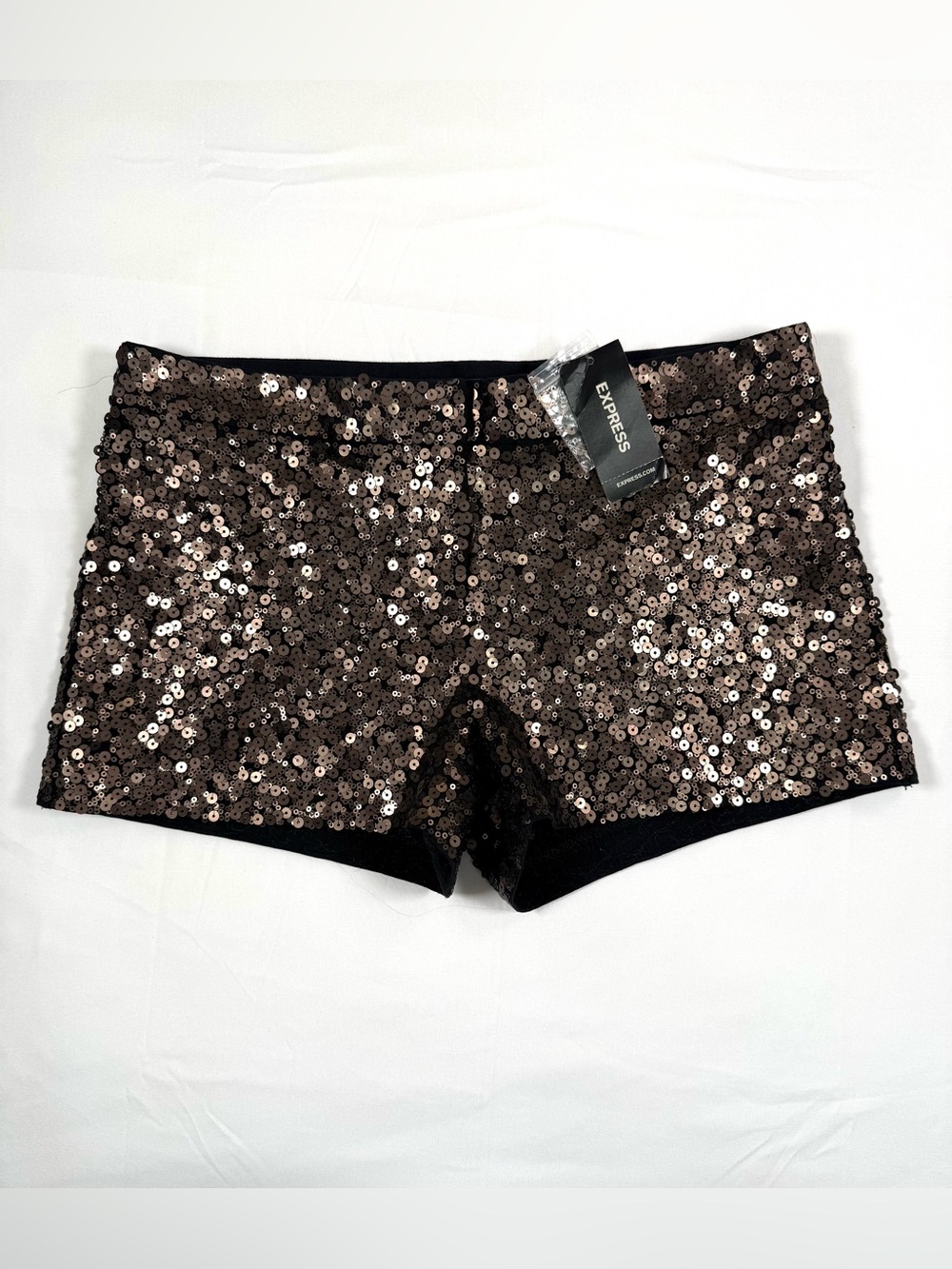 NWT EXPRESS Women Sequin Shorts 0 Bronze Party Cocktail Festival Glam 2012 NEW